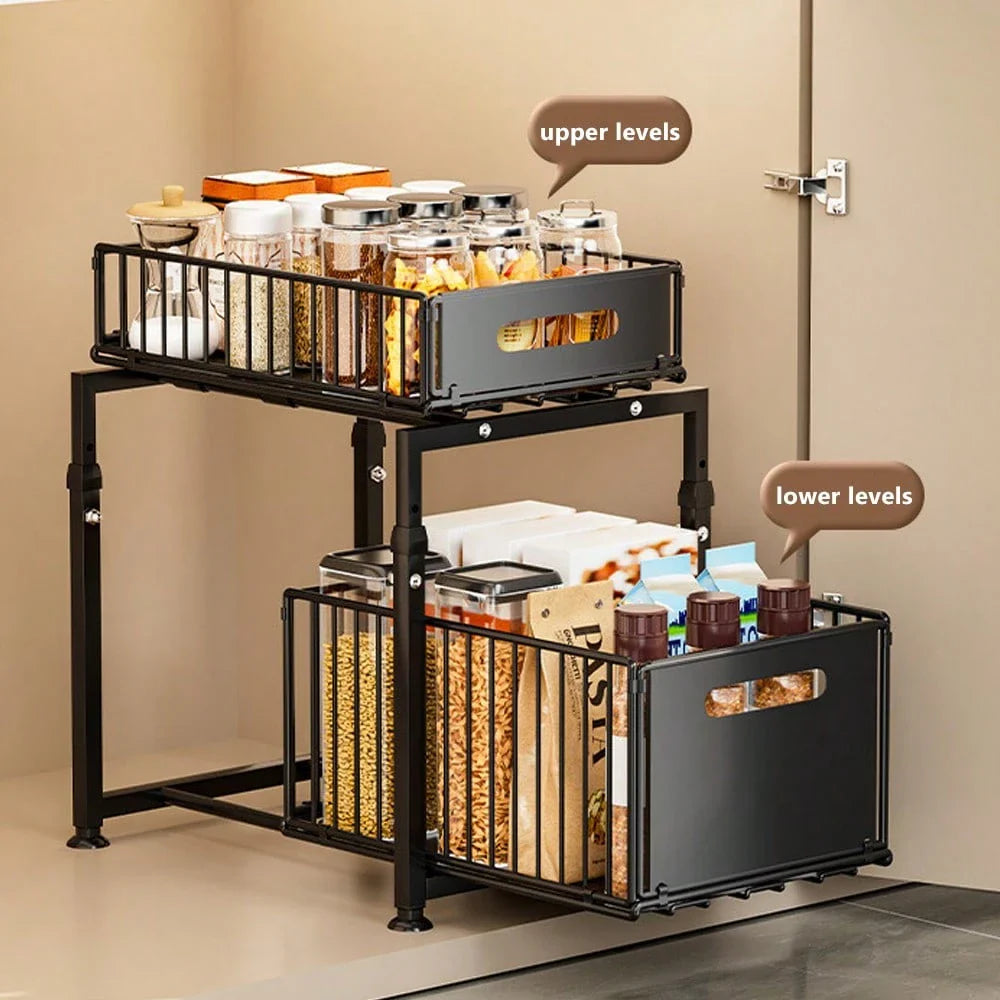Hochwertiges 2-teiliges schwarzes Schubladen-Organizer-Set