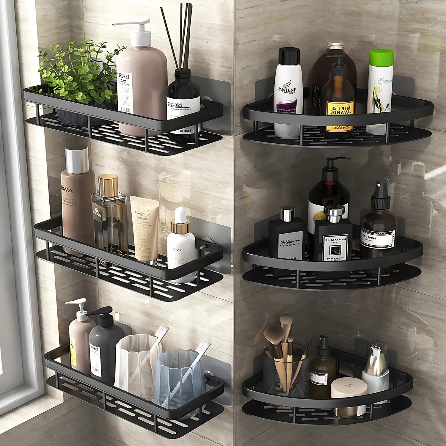 Minimalistisches Aluminium Badregal-Set – 2-teilig