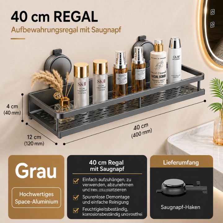 LuxeHold™ Badezimmerregal aus Aluminium