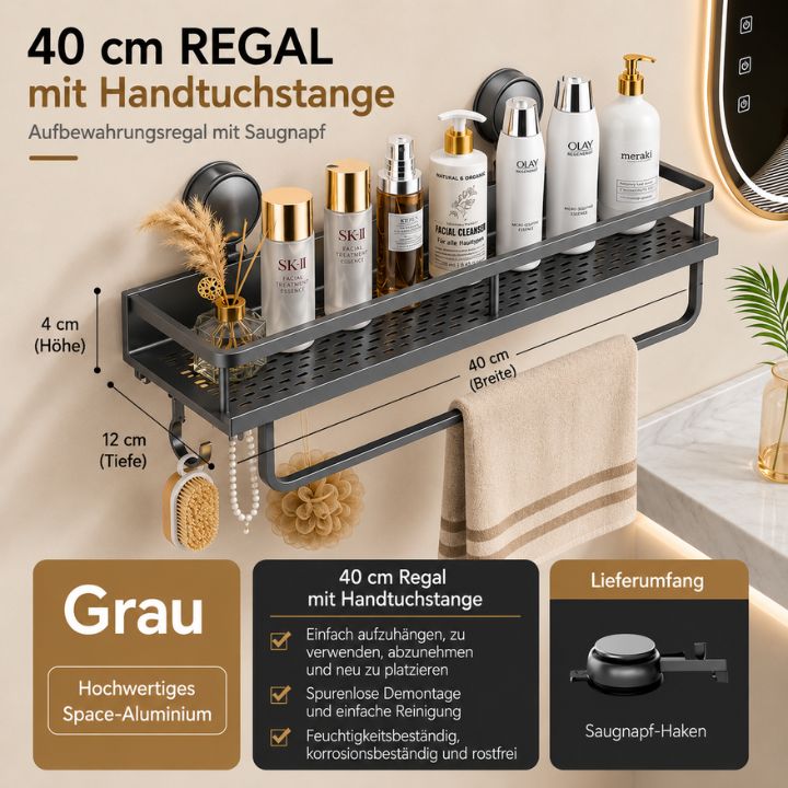 LuxeHold™ Badezimmerregal aus Aluminium