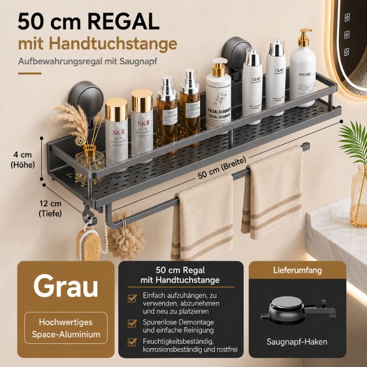 LuxeHold™ Badezimmerregal aus Aluminium