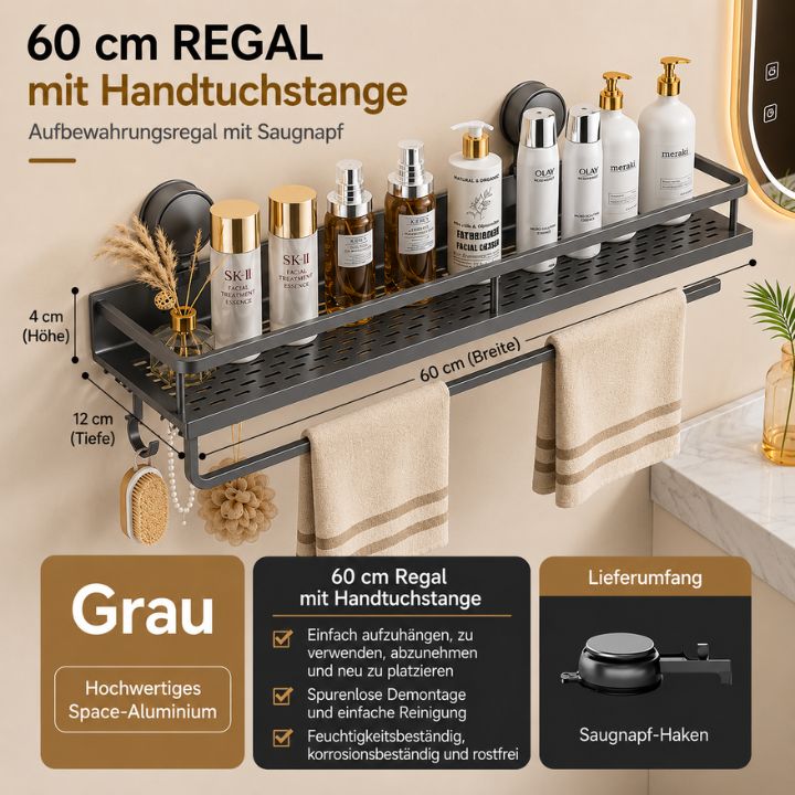 LuxeHold™ Badezimmerregal aus Aluminium