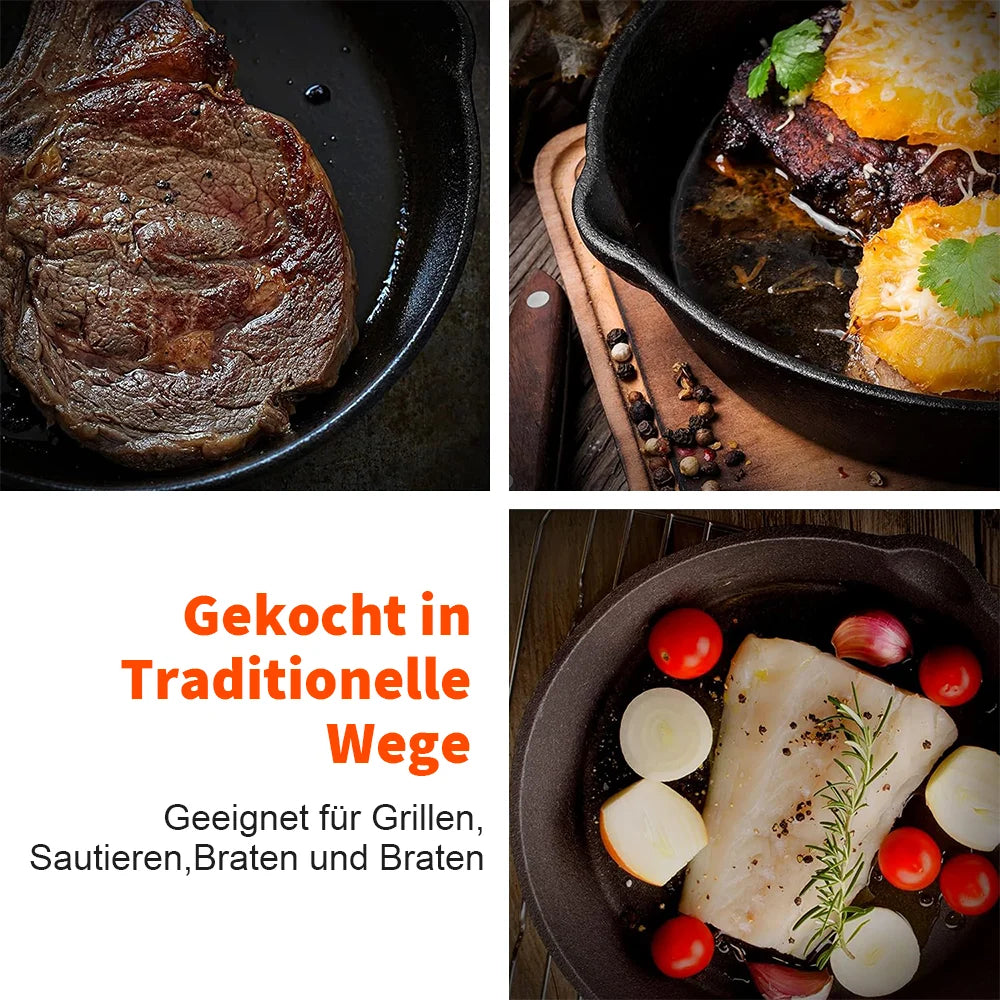 3-teiliges gusseisernes Pfannenset – vielseitig verwendbare Bratpfannen für die Alltagsküche