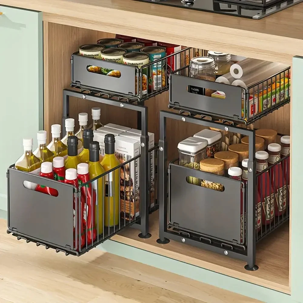 Hochwertiges 2-teiliges schwarzes Schubladen-Organizer-Set 