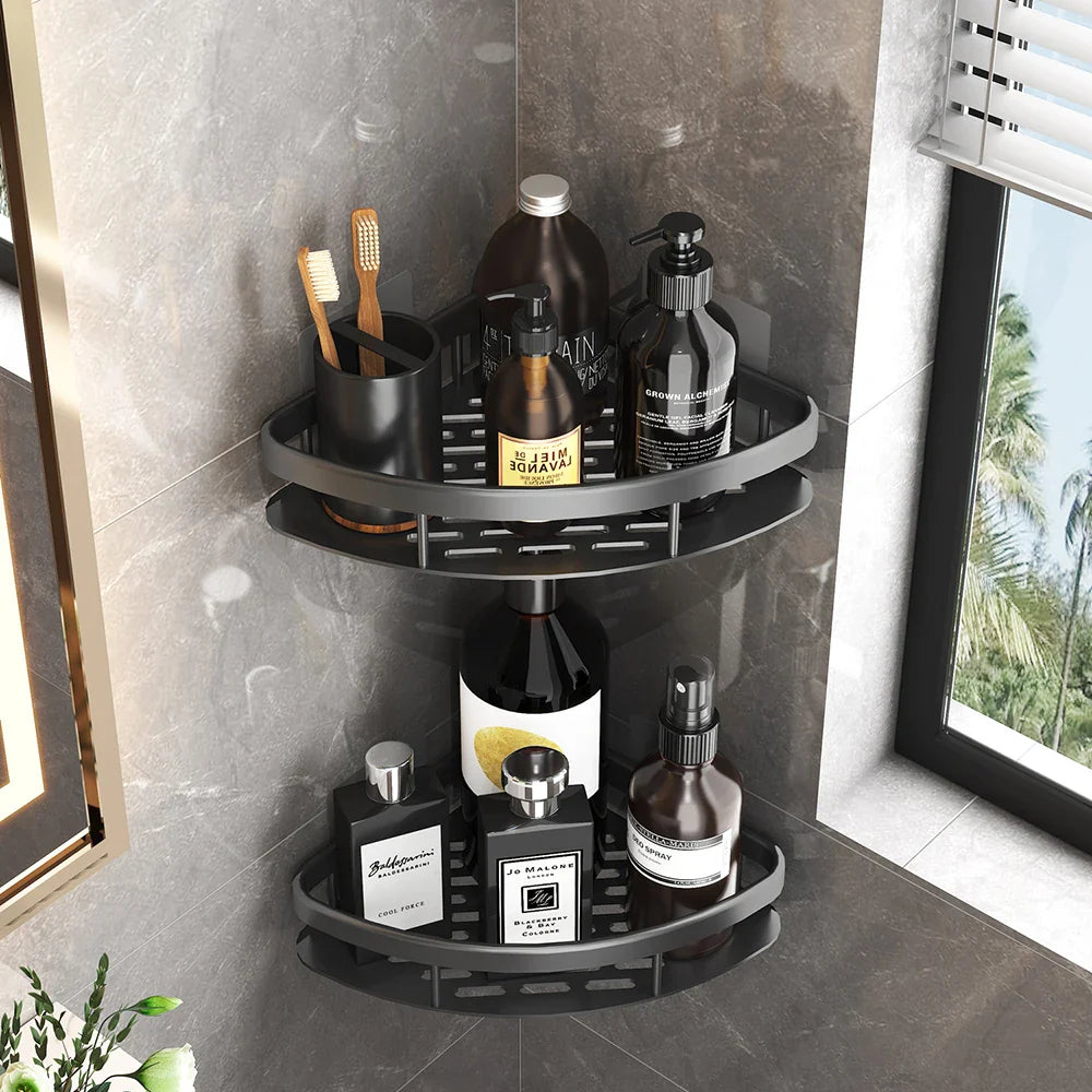 Minimalistisches Aluminium Badregal-Set – 2-teilig