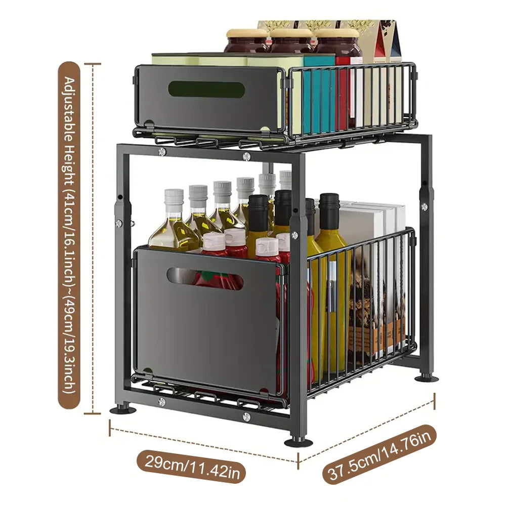 Hochwertiges 2-teiliges schwarzes Schubladen-Organizer-Set 